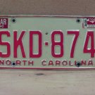 1984 North Carolina Passenger YOM License Plate VG NC SKD-874 NCY3