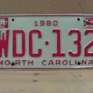 1984 North Carolina NC YOM Passenger License Plate WDC-132 VG- NCY4