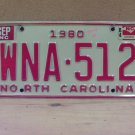 1984 North Carolina NC YOM Passenger License Plate WNA-512 VG- NCY4