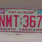 1985 North Carolina NC License Plate NMT-367 YOM VG NCY3