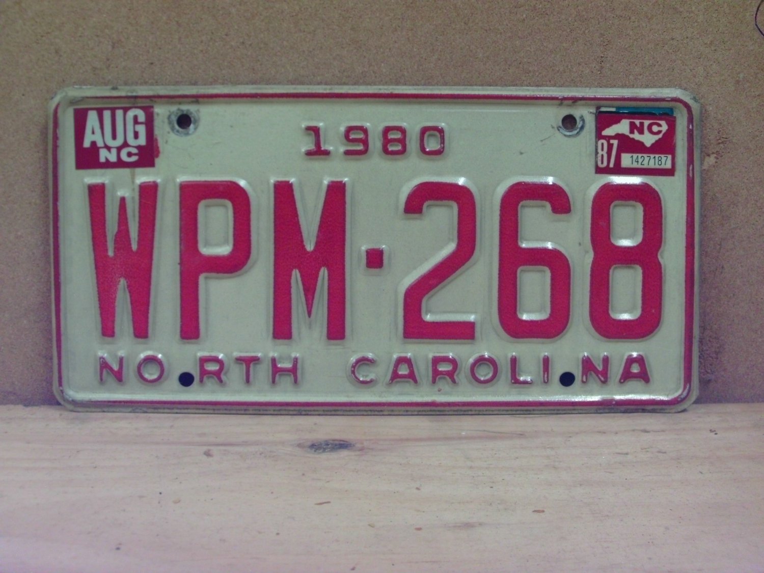 1987 North Carolina NC License Plate WPM-268 YOM VG NCY4