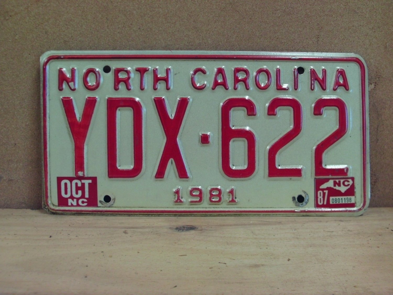 1987 North Carolina NC License Plate YDX-622 YOM VG NCY4