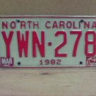 1987 North Carolina NC License Plate YWN-278 YOM VG NC4