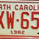 1987 North Carolina NC License Plate YXW-654 YOM VG NCY4