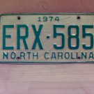 1974 North Carolina NC License Plate ERX-585 YOM VG NCY2