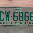 1974 North Carolina Mint YOM Truck License Plate NC CW-6868 NCY5