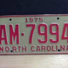 1975 North Carolina YOM Truck License Plate NC AM-7994 VG NCY5