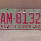 1975 North Carolina YOM Truck License Plate NC AM-8132 VG NC7