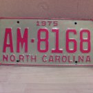 1975 North Carolina YOM Truck License Plate NC AM-8168 VG NC7