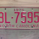 1975 North Carolina YOM Truck License Plate NC BL-7595 VG NC7