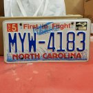 2001 North Carolina License Plate NC #MYW-4183 NCA3