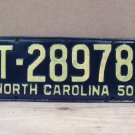 1950 North Carolina NC Taxi License Plate T-28978 VG Repaint NCT1