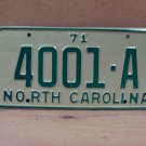 1971 North Carolina NC Taxi License Plate 4001-A Mint NCT1
