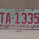 1975 North Carolina NC YOM Taxi Trans Am License Plate TA-1335 VG NCQ1