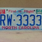 1995 North Carolina Rental Car U-Drive-It License Plate Tag NC #RW-3333 VG NCT1
