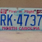 1997 North Carolina Rental Car U-Drive-It License Plate Tag NC #RK-4737 VG NCT1