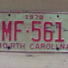 1979 North Carolina NC Manufacturer License Plate MF-561 G NCD1