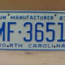 1987 North Carolina NC Manufacturer License Plate MF-3651 Mint NCD1
