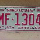 1998 North Carolina NC Manufacturer License Plate MF-1304 VG NCD1
