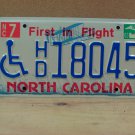 2003 North Carolina NC Handicapped License Plate HD18045 VG NCH1