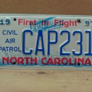 1997 North Carolina NC Civil Air Patrol License Plate CAP-231 NCM1