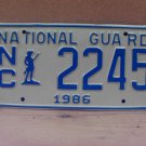 1986 North Carolina NC National Guard License Plate NC-2245 Mint! NCM1