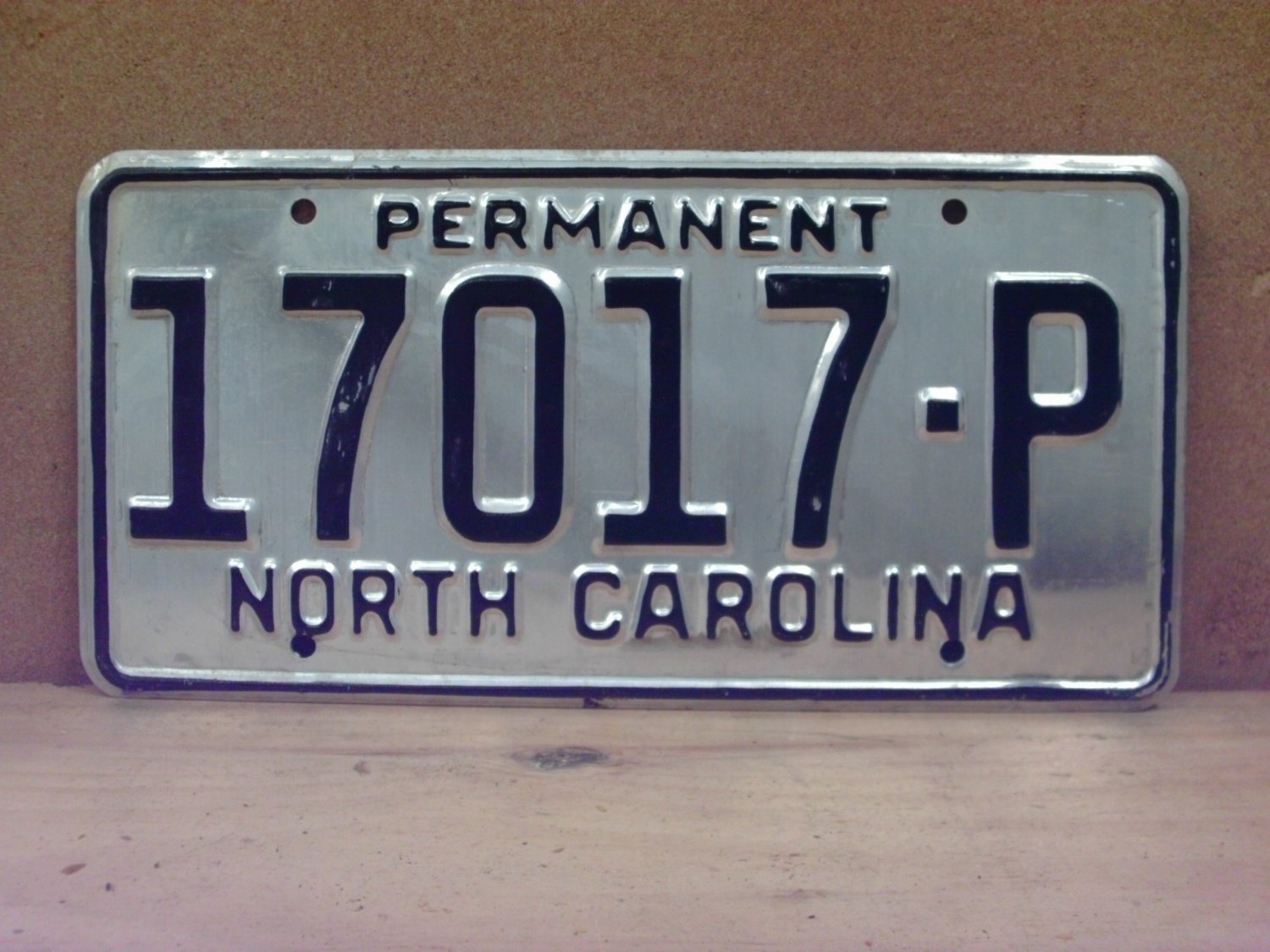 1960s North Carolina Permanent License Plate NC #17017-P VG NCO1