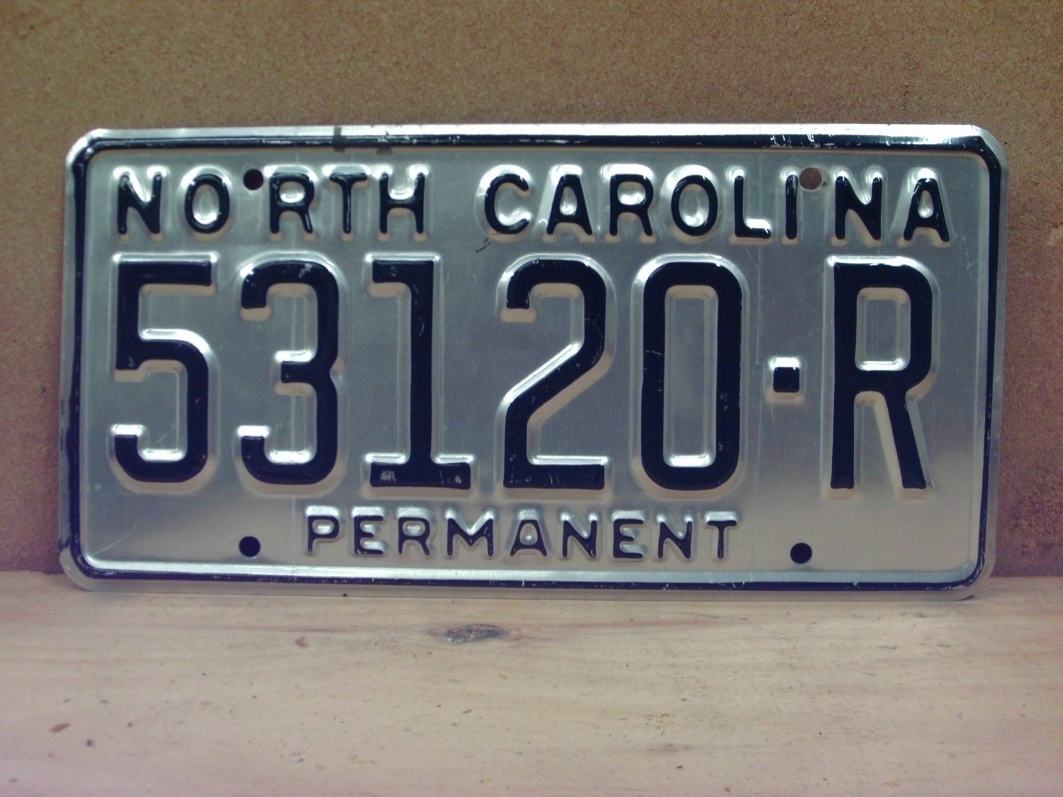 1980s North Carolina Permanent License Plate NC #53130-R VG NCO1