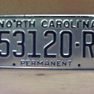 1980s North Carolina Permanent License Plate NC #53130-R VG NCO1