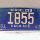 1961 North Carolina NC Horseless Carriage YOM License Plate 1855 NCQ1