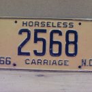 1966 North Carolina NC Horseless Carriage YOM License Plate 2568 NCQ1