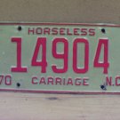 1970 North Carolina NC Horseless Carriage YOM License Plate 14904 NCQ1