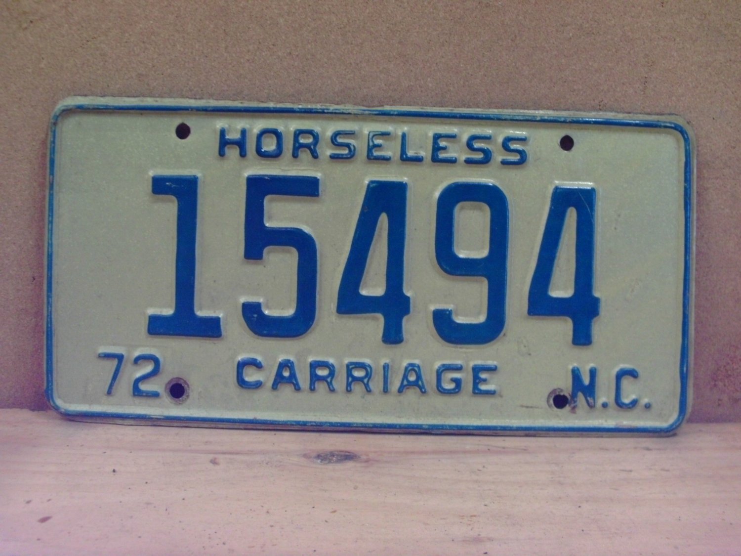 1972 North Carolina NC Horseless Carriage YOM License Plate 15494 NCQ1