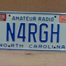 1994 North Carolina NC Amateur Radio License Plate N4RGH Mint! NCO2