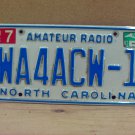 2003 North Carolina NC Amateur Radio License Plate WA4ACW-1 VG NCO2
