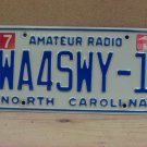 2006 North Carolina NC Amateur Radio License Plate WA4SWY-1 VG NCO2
