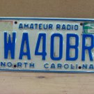 2010 North Carolina NC Amateur Radio License Plate WA4OBR VG NCO2