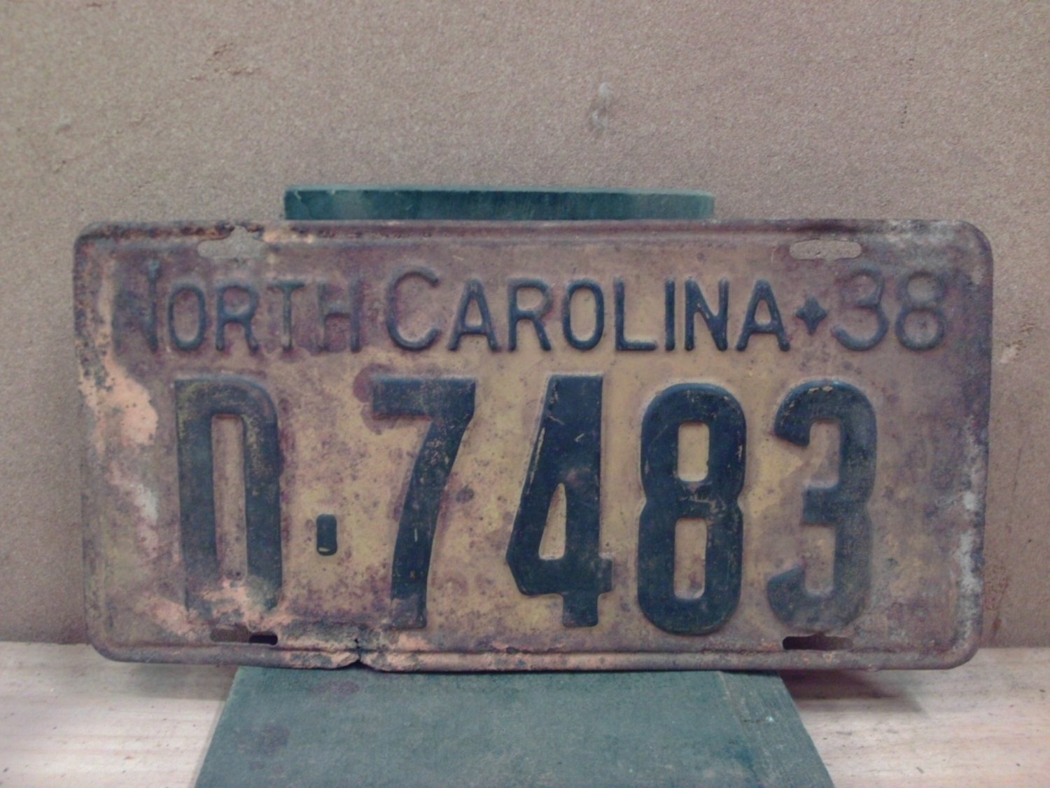 1938 North Carolina Dealer License Plate Pair NC D7483 NCD1