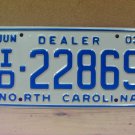 2003 North Carolina Independent Dealer License Plate NC ID-22869 NCD1