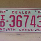 2004 North Carolina Independent Dealer License Plate NC ID-36743 NCN1