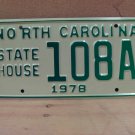 1978 North Carolina NC State House License Plate 108A NCG1