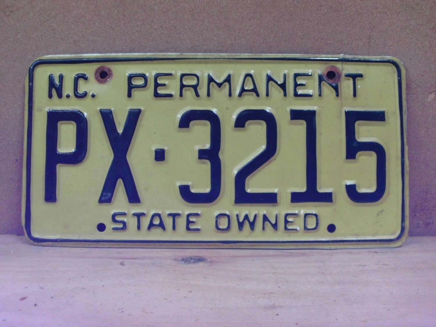 1970s North Carolina Permanent State Owned License Plate NC #PX-3215 NCG1