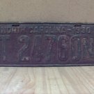 1930 North Carolina Truck License Plate NC T 24760 No Dash