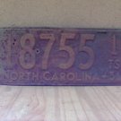 1931 North Carolina Solid Tire Truck License Plate NC 18755 1-ton