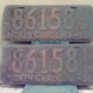 1931 North Carolina Truck License Plate Pair NC 86158 1/2-ton