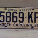 1960 North Carolina NC YOM Trailer License Plate 5869-KF VG+ NC8