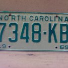 1969 North Carolina NC YOM Trailer License Plate 7348-KB VG+ NC8