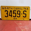 1964 North Carolina NC Truck YOM License Plate 3459-S VG NCB1