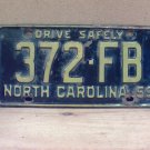 1959 North Carolina Common Carrier Truck License Plate NC 372-FB NCB2