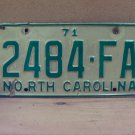 1971 North Carolina Common Carrier Truck License Plate NC 2484-FA NCB2